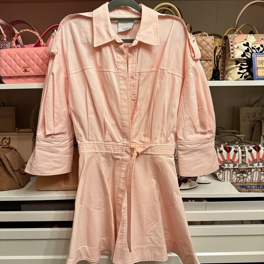 MOVING SALE Acler Blush Pink Midi Shirt Dress with Belt